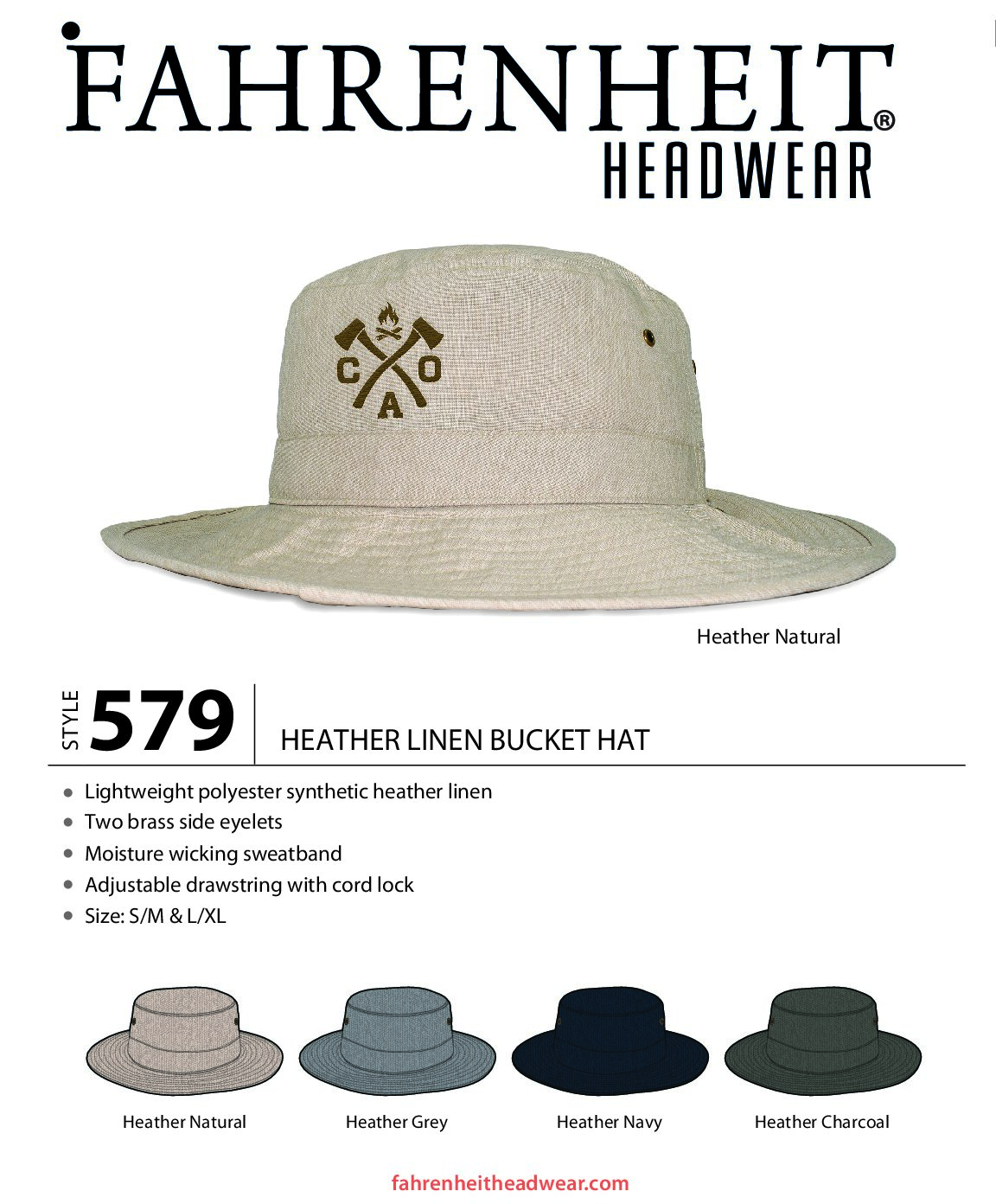 579 HEATHER LINEN BUCKET HAT - Fahrenheit Headwear